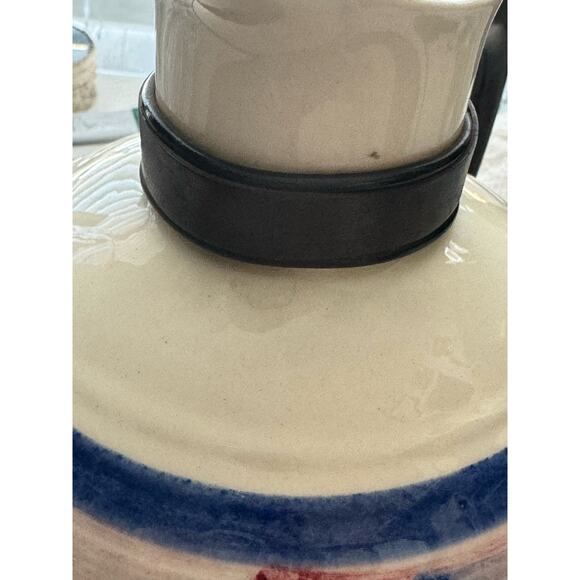 Vintage Vernon Kilns Red White Blue Plaid Mid Century Coffee Pot Pitcher Calico - Picture 9 of 9